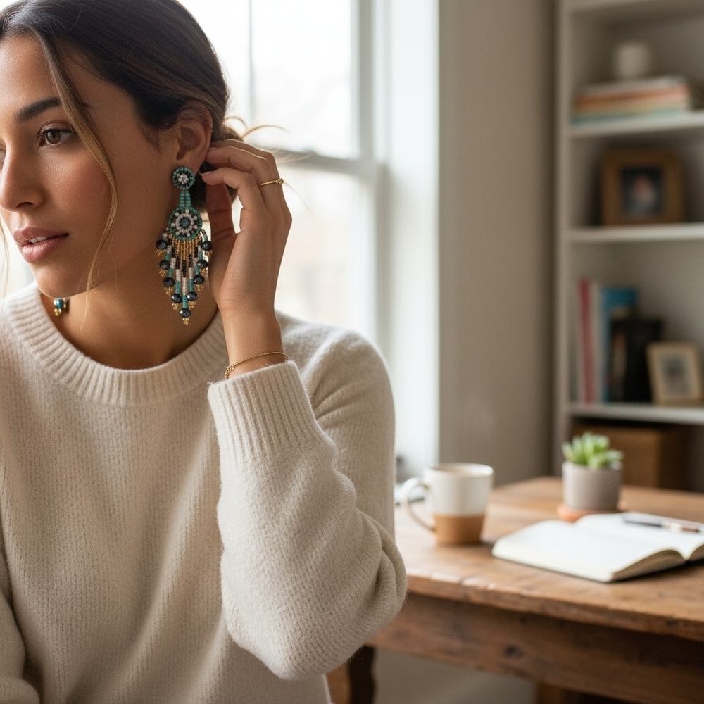 Elegant Blue and Silver Statement Earrings